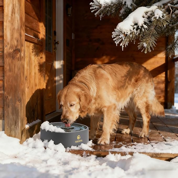 Heated Water Bowl for Large Dogs - 0.93 Gallon/118 OZ - Outdoor Pet Thermal Bowl with Chew-Proof Cord - Provides Drinkable Water in Winter - Suitable for Multi-Pets, & Cats, Chickens, Birds