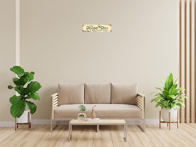 Vintage Tin Sign Retro Metal The Doobie Den Signs Stylish Wall Art Plaques for Home Decor Bathroom Kitchen House and Gothic Wall Decor or as a Unique Poster 16x4 in