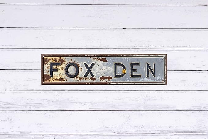 Vintage Fox Den Metal Tin Sign 4x16 in Art Wall Hanging Decorative Plaque Home Farmhouse Porch Bedroom Decor Ideal for Valentine's Day and Spring Gifts