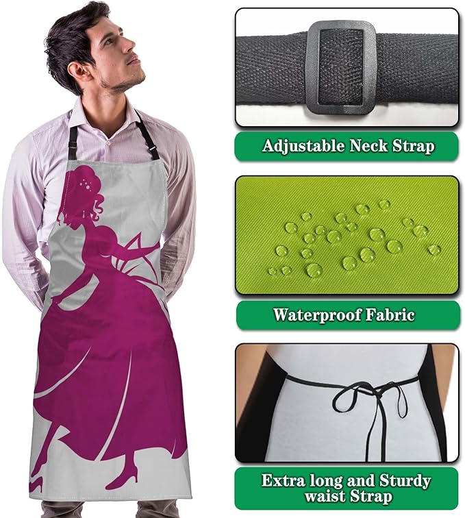 Garden Apron for Women Cinderella Mans Aprons for Kitchen Cooking Restaurant BBQ Painting Crafting Gardening 27” (W) x 31” (H), Waterproof Apron