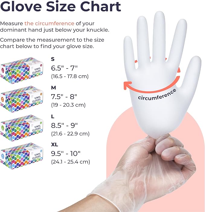 Fit Meal Prep Disposable Food Prep Vinyl Gloves Food Safe Glove Household Cleaning Gloves for Cooking, Kitchen