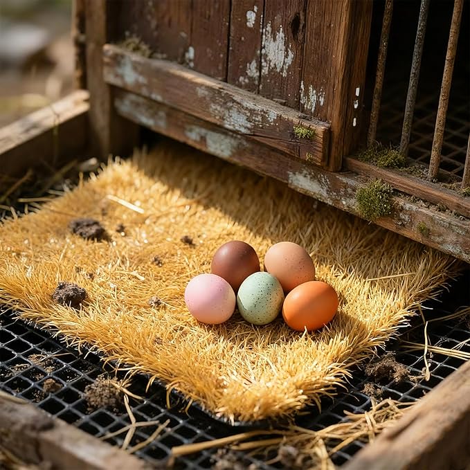 12 Pack Chicken Nesting Pads for Chicken Coop, 11.8"x11.8" Reusable Plastic Artificial Grass Nesting Box Pads Washable Laying Eggs Turf Egg-Protecting Mats for Coops, Pets & Crafts - Yellow