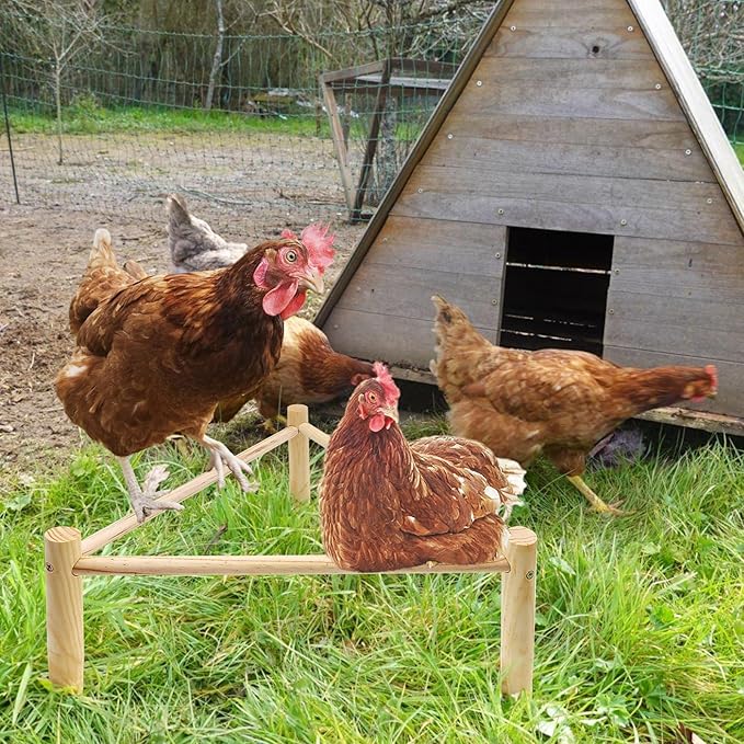 Chicken Perch for Coop & Brooder, Pine Wooden Chicken Toys & Coop Accessories for Chicken Triangular Gym Roosting Bar for Large Hens Parrots Birds, Natural Poultry Stand Chicken Nesting Support - 2P