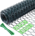 Chicken Wire 15.7 in x 237 in Poultry Wire Netting Hexagonal Galvanized Mesh Garden Fence Barrier for Pet Rabbit Chicken Fencing with 100 Pcs Cable Zip Ties(PVC-Coated)