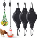 BJADE'S Pulley Hanger Hanging 3 Pack for Chicken Feeders,Adjustable Retractable Hanging Chicken Feeder for Chiken Bird Coop Accessories Feeders Waterer Plant Hooks Hanger