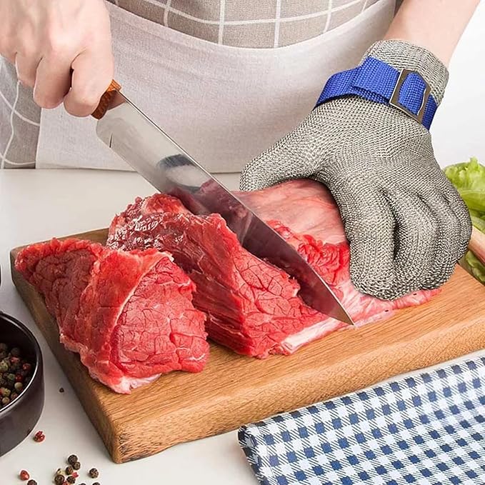 Cut Resistant Gloves Food Grade,316L Stainless Steel Mesh Metal Glove Butcher Meat Cutting, Oyster Shucking, Fishing