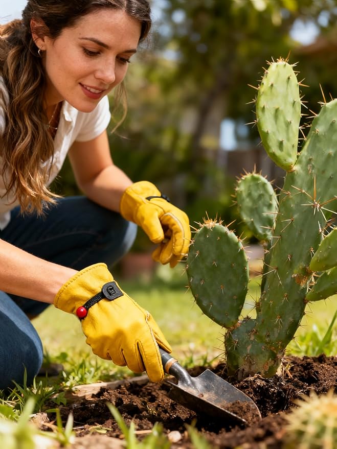 (Medium(3 Pair)) Leather Work Gloves for Gardening/Cutting/Construction/Motorcycle/Farm, Men & Women, Cowhide Work Gloves