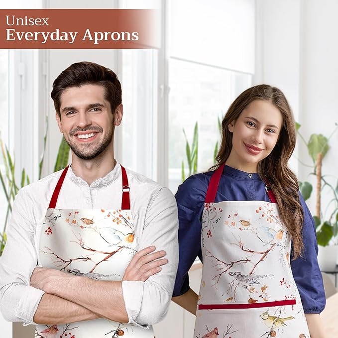 Maison d' Hermine 100% Cotton Apron for women with Pocket Kitchen Chef Apron for Men Cooking Easter Decorations