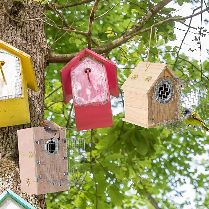 2 Pcs Bluebird House Predator Guards, Stainless Steel Wire Mesh, Silver, 4 x 6 x 6 inches, Protects Eastern Bluebird and Babies