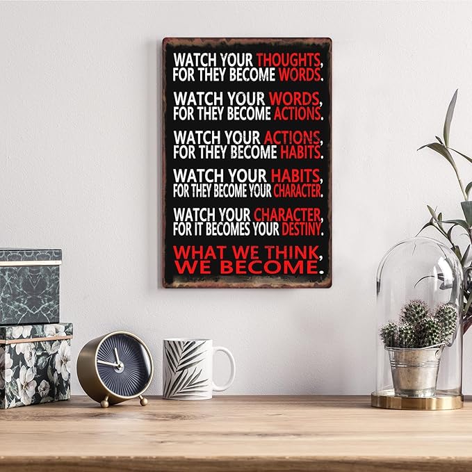 Sanwarm Watch Your Thoughts Motivational Classroom Metal Sign Inspiring Poster Tin Signs For Office Living Room Home Decorations Artwork School Study Room Art Wall Decor Hangings 12 X 8 Inch
