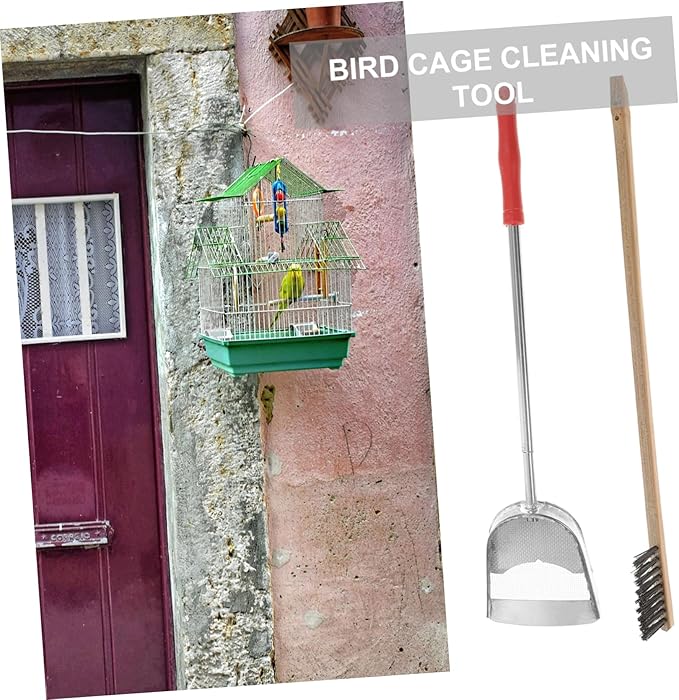 BESPORTBLE 2pcs Bird Cage Cleaning Kit Parrot Cage Brush Scraper Tool Set Suitable for Hamsters Guinea Pigs and More