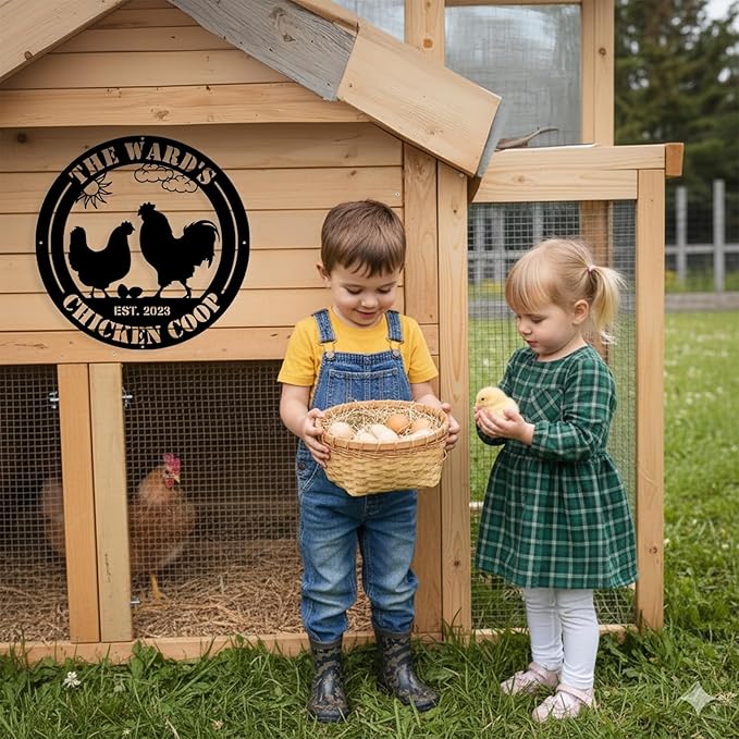 Custom Chicken Coop Metal Sign, Personalized Chicken Coop Sign for Outside, Custom Metal Hen House Farm Signs, Chickens Hen House Farmhouse Wall Art Decor