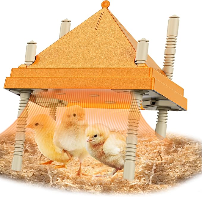 Brooder Plate for Chicks,10" x 10" Heat Plate for Chicks with Triangular Cone Anti-Perch Design（Orange）