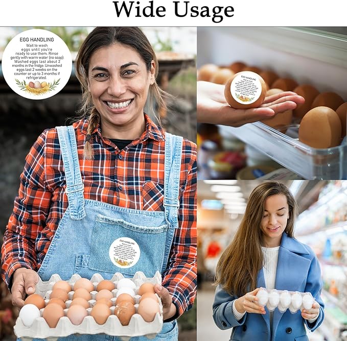 Louise Maelys 2" Egg Stickers for Fresh Farm Eggs - 500pcs Market Egg Handling Stickers Unwashed Egg Sticker Labels for Chicken Quail Farmhouse