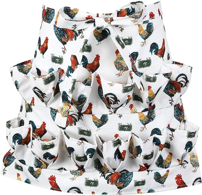 Egg Collecting Apron, 12 Pouches Chicken Egg Apron, Farmhouse Aprons for Chicken, Duck, Goose, Poultry Collection