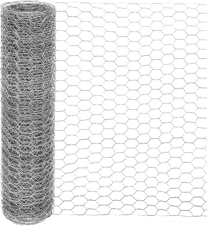 Chicken Wire for Floral Arrangements, 14 x 236 in Galvanized Iron Hexagonal PVC Coated for Crafts/Poultry/Garden, Chicken Wire Netting Fence Mesh [Silver Tone]