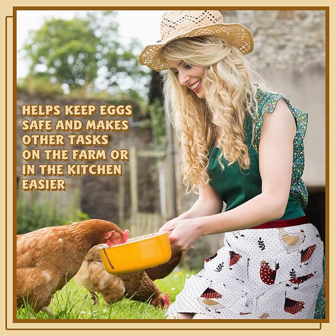 Syhood 3 Pcs Egg Collecting Apron for Chicken Duck Goose with 4/8/12 Pockets Gathering Collecting for Holding Multiple Easter Farmhouse Kitchen Restaurant