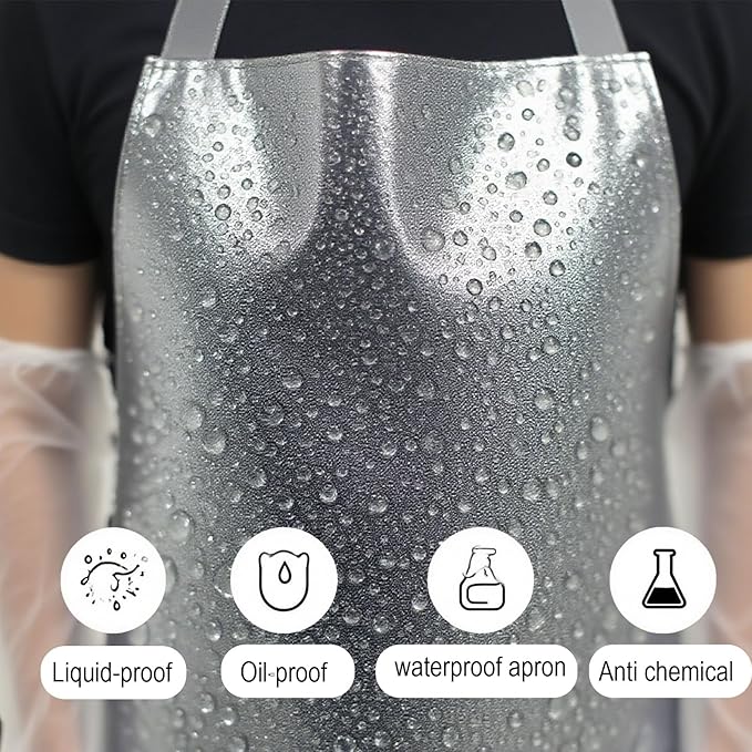 ELEBOX Waterproof Oil Proof Bib Apron Utility Apron Chemical Resistant Apron with Sleeve Work Apron Ultra Lightweight