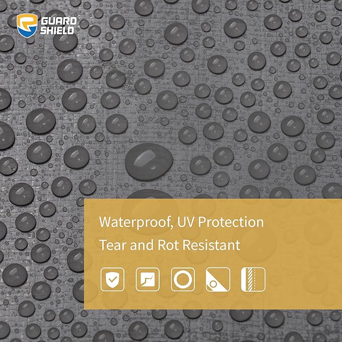 GUARD SHIELD Grey Tarps Heavy Duty Plus+ Waterproof 20x30 Feet, 12mil Large Tarp with Reinforced Grommets, Outdoor Cover for Roof, Car, Boat, Truck and Ground Pool