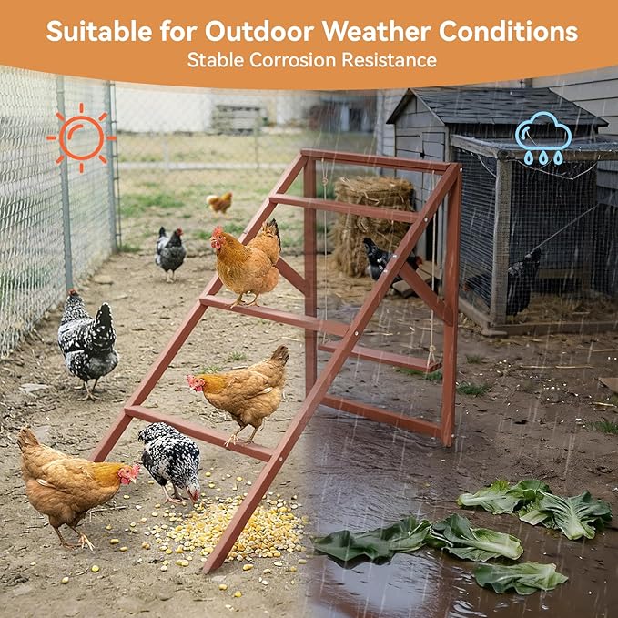 PETSFIT Wooden Chicken Roosting Bars for 8-10 Chickens – Multi-Level Design with 4 Roosting Bars &Swings, Durable Fir Wood for Outdoor Coops, Easy Assembly, Ideal for Backyard Farms