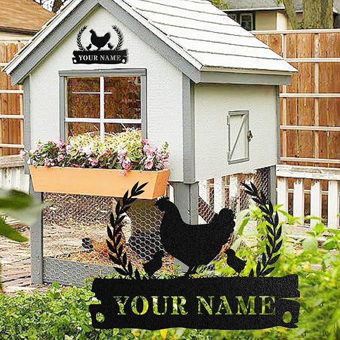 Custom Chicken Coop Signs, Personalized Funny Chicken Coop Signs, Custom Metal Farm Sign for Outdoor, Chick Hen House Sign Funny Farmhouse Outside Wall Decor Gift