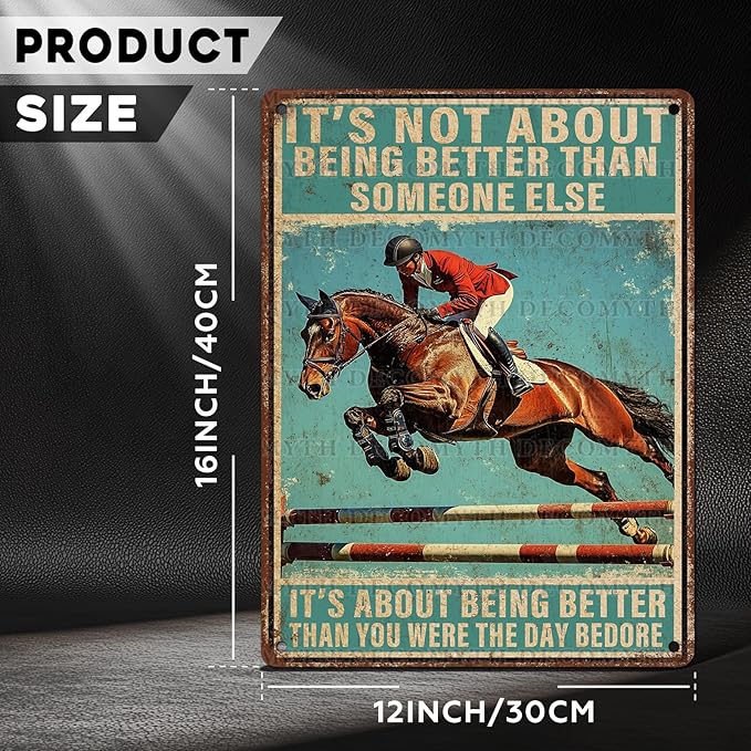 Vintage Tin Sign Horse Riding This is My Happy Place Tin Sign for Home Countryside Farm Farmhouse Backyard Patio Outdoor Wall Decoration 12 * 16inch
