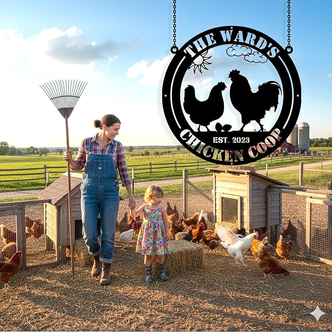 Custom Chicken Coop Metal Sign, Personalized Chicken Coop Sign for Outside, Custom Metal Hen House Farm Signs, Chickens Hen House Farmhouse Wall Art Decor