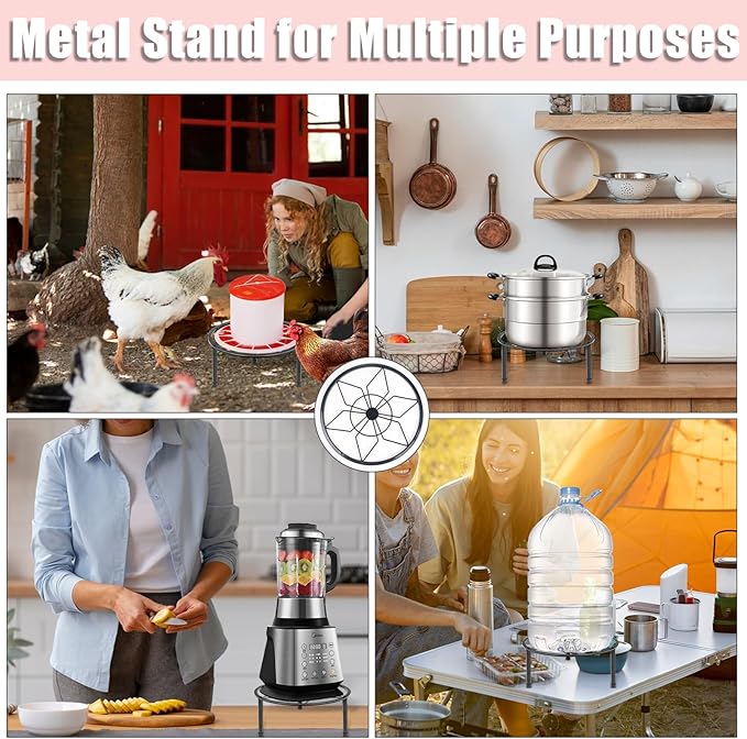 LOTKEY 2-Piece Metal Stand for Chicken Feeder/Waterer, 3-Legged Chicken Coop Accessory, Iron Stand Holder for Chick Feeders, Indoor/Outdoor Use