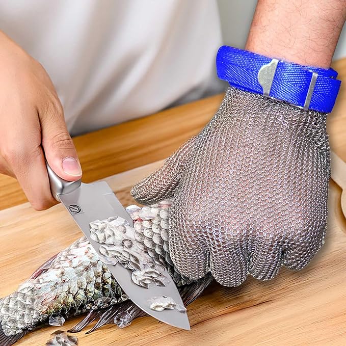 A9 Chainmail Glove, Cut Resistant Stainless Steel Butcher Glove for Cutting Meat & Fish Filleting
