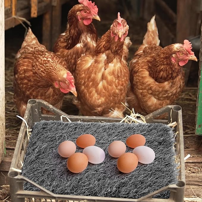 Zhengmy 12 Pcs Chickens Nesting Pads Set Nest Box Bedding Washable Nesting Pads for Chicken Coop, Artificial Grass Rug Carpet Synthetic Turf Mat, 12 x 12 x 1.2 Inches (Gray)