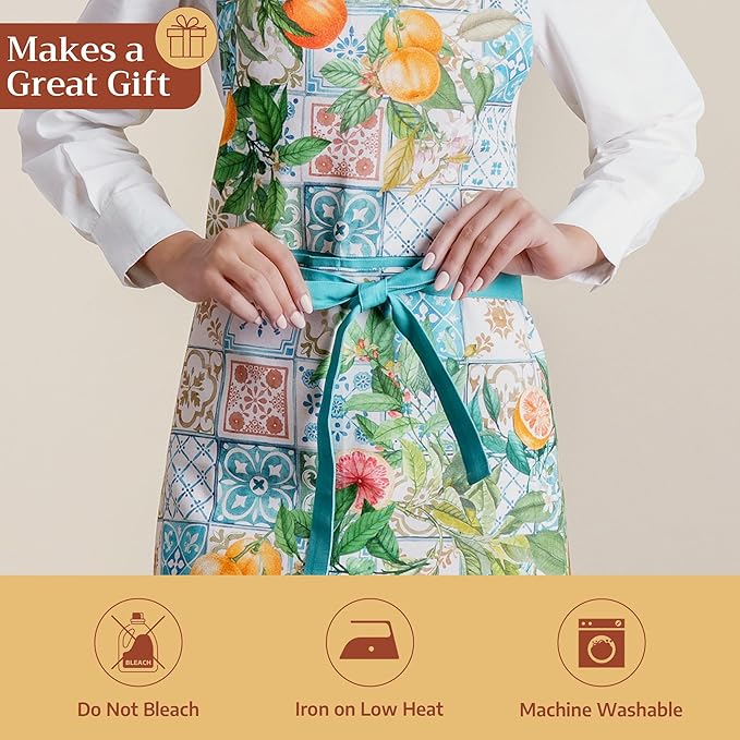 Maison d' Hermine 100% Cotton Apron for women with Pocket Kitchen Chef Apron for Men Cooking Easter Decorations