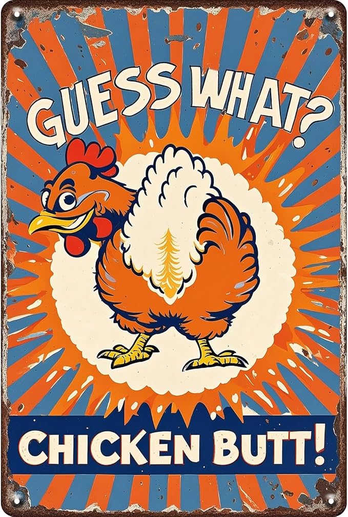 Chicken Metal Tin Sign Vintage Retro Poster Wall Art Chicken Decor for Chicken Coops Farms Yard Home Bar Cafe Garage or Office - Thoughtful Chicken Gift Idea