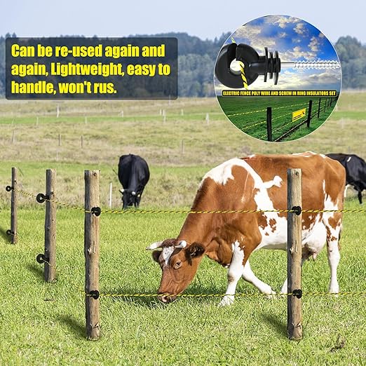 Upgrade Electric Fence Polywire 660FT,200 Meters, 6 Stainless Steel Strands for Reliable Conductivity, Portable Electric Fencing, UV Resistant, Rust Resistant, Highly Conductive, Easy to Install