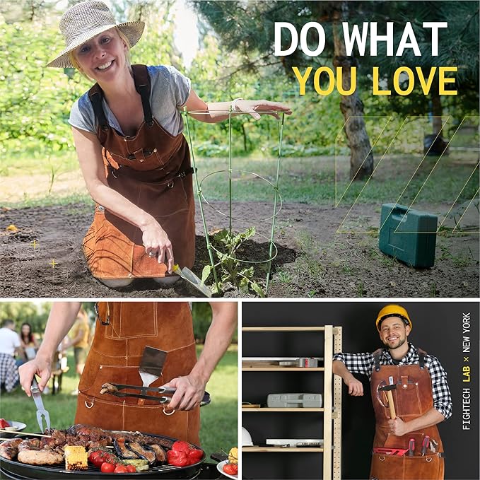 FIGHTECH Shop Apron - Heavy Duty Wood Working Apron for Men with Tool Pockets for Woodworkers Blacksmiths Carpenters M-XXL