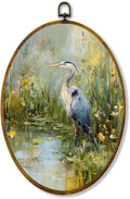 zewepri Egret Oil Painting Style, Landscape Art Print, Bird Painting, 8.6×11.4 Inches High-Density Canvas with Pre-Installed Hook, Ideal for Bedroom, Living Room, Study, and Gift for Art Lovers