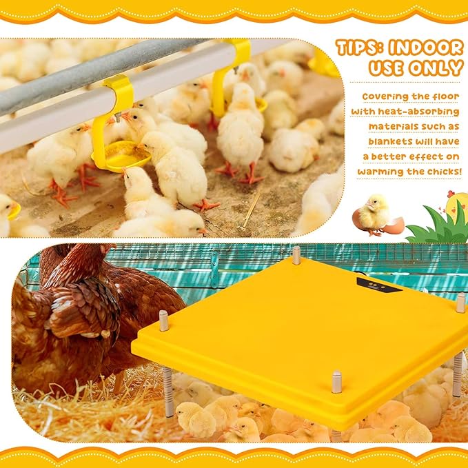 VIHOSE 20 x 20 Extra Large Brooder Heater for Chicks Brooder Heating Plate Pet and Poultry Warmer Warms up to 55 Chicks Adjustable Height and Livable Temperature 140 Fahrenheit