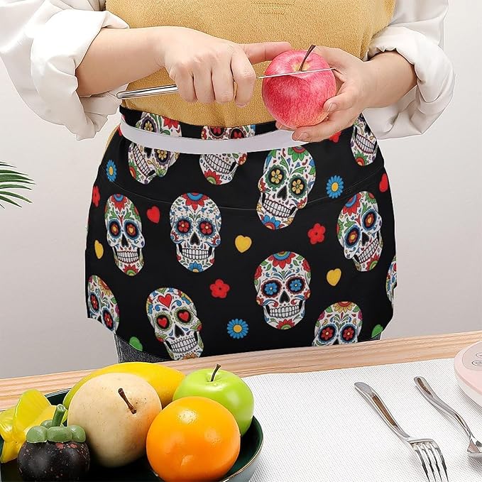 Half Apron with 3 Pockets Chef Cooking Kitchen Restaurant Aprons for Women Men