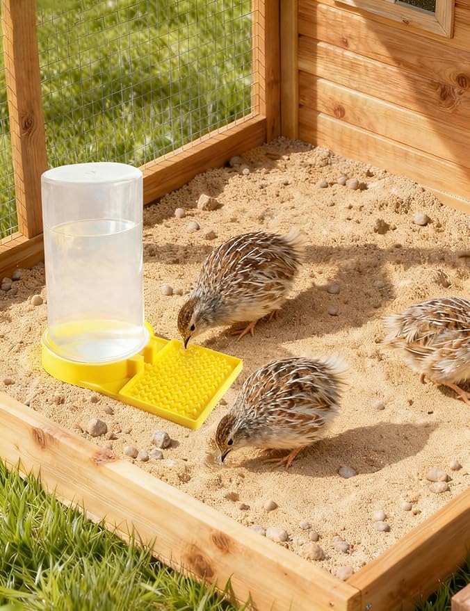 Large Capacity Quail Water Feeder,Button Quail Supplies for Quail Cage, Multi-Use as Quail Feeder, Quail Waterer, Chick Waterer,Baby Chick Waterer, Ideal Quail Feeders for Baby Bird