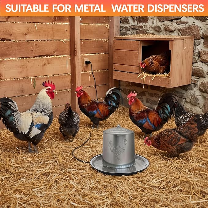 Chicken Water Heater for Winter Chicken Heated Waterer Base 110v 38w Surface Temperature Can Reach About 140 Fahrenheit Degree Poultry Drinker Electric Water Base(9.06 x 9.06 Inches,Black)