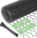 Chicken Wire 15.7 in x 393.7 in Poultry Wire Netting Hexagonal Galvanized Mesh Garden Fence Barrier for Pet Rabbit Chicken Fencing with 100 Pcs Cable Zip Ties(PVC-Coated)