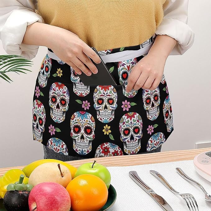 Half Apron with 3 Pockets Chef Cooking Kitchen Restaurant Aprons for Women Men