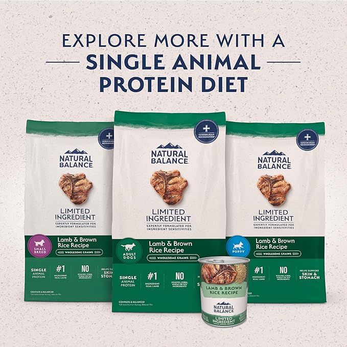 Natural Balance Limited Ingredient Small-Breed Adult Dry Dog Food with Healthy Grains, Lamb & Brown Rice Recipe, 4 Pound (Pack of 1)
