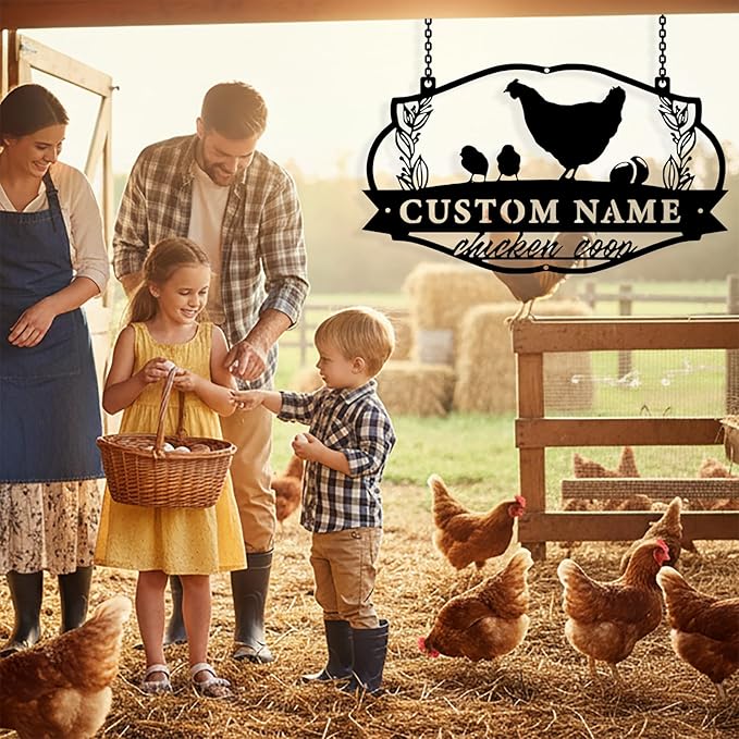 Custom Chicken Coop Metal Sign, Personalized Chicken Coop Sign for Outside, Custom Metal Hen House Farm Signs, Chickens Hen House Farmhouse Wall Art Decor