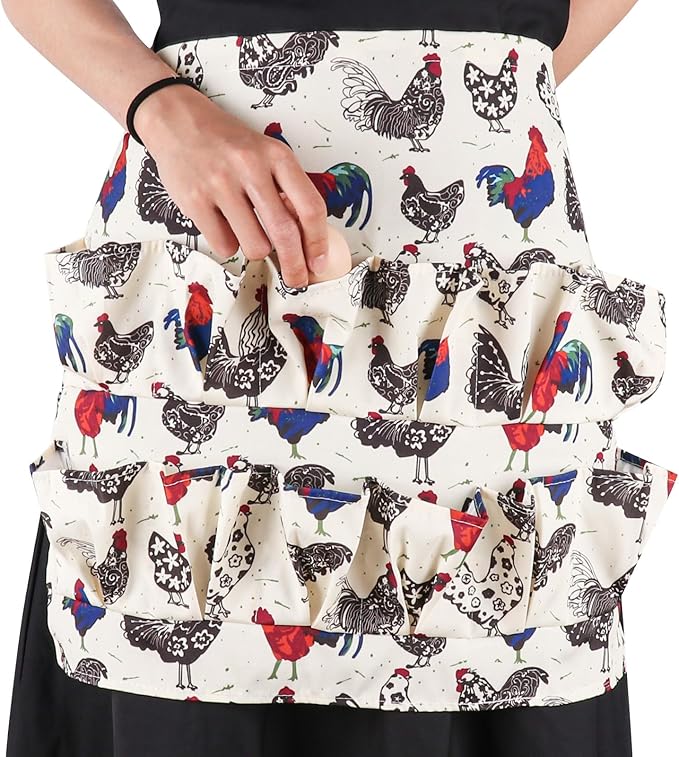 Egg Apron, Egg Collecting Apron for Chicken Duck Goose Eggs, Chicken Egg Apron for Housewife Farmhouse Kitchen Restaurant Parent-Child Activities, Adult 12 Pockets