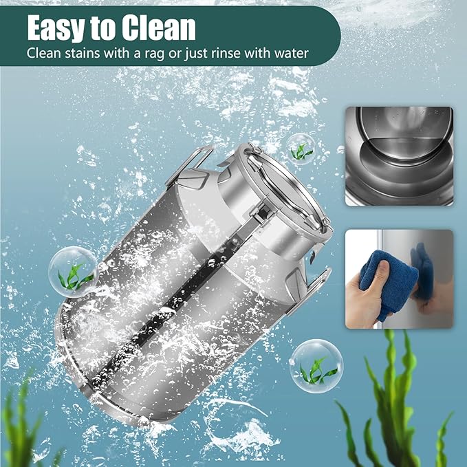 Commercial 60L (15.85 Gal) Stainless Steel Milk Can - Airtight Anti-Leak Storage Container for Raw Milk, Brewing, Wine, Water - Heavy Duty Utility Pail for Farm, Dairy, Cheese Making