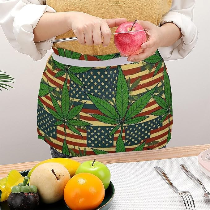 Short 3 Pockets Waist Waiter Waitress Half Apron Waterproof Chef Aprons