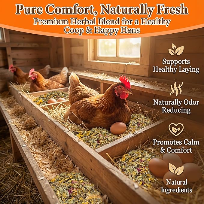 MAQIHAN Chicken Nesting Herbs - 10oz Dried Herbs & Flowers Mix for Coop Bedding, Natural Chicken Treats to Support Egg Laying, Feather Quality & Hen Wellness, Vacuum Sealed