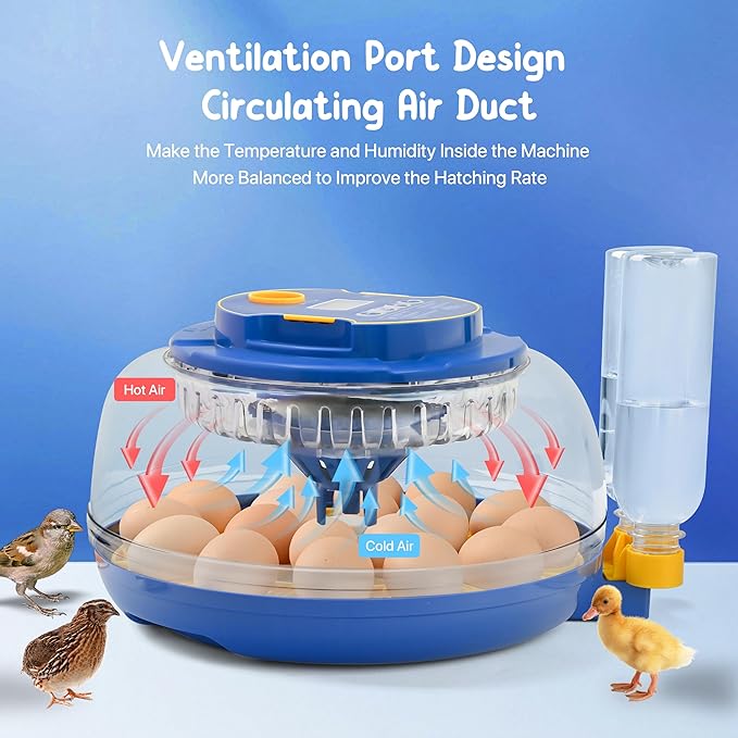 18-36 Eggs Incubators for Hatching Eggs with Automatic Egg Turning and Humidity Control, for Chicken, Duck, Quail, Goose, Parrot Eggs - 360° View for Farm, Classroom, Home Use