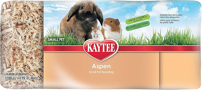 Kaytee Aspen Small Animal Pet Bedding for Pet Guinea Pigs, Rabbits, Hamsters, Gerbils, and Chinchillas, 19.7 Liters (Pack of 2)