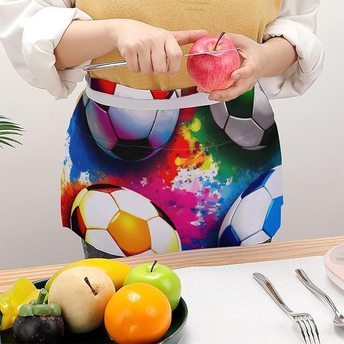 Unisex Apron for Cooking Server Waitress Half Waist Apron with 3 Pockets